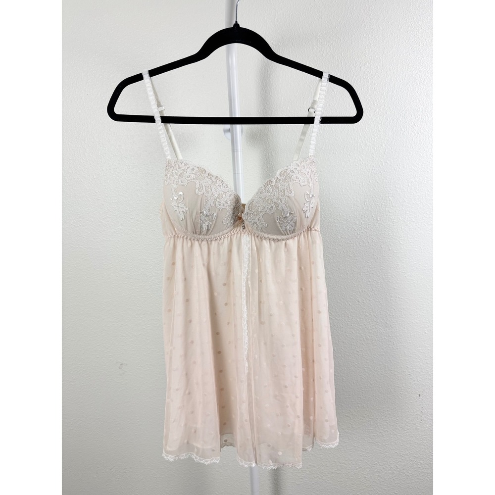 Cinema Etoile Seductive Babydoll Lingerie Medium Pink Swiss Dot Lace Chemise
